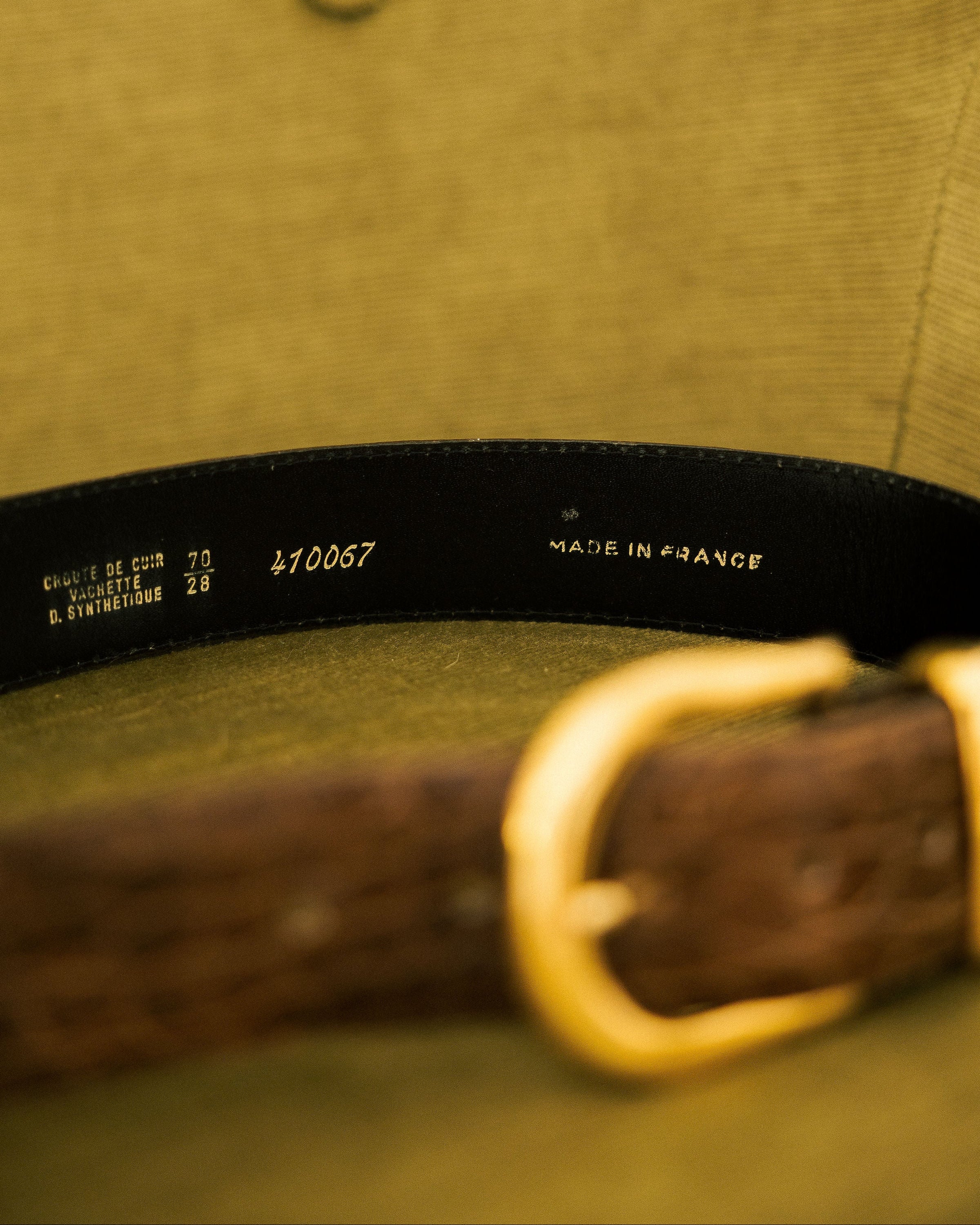 Vintage French Leather Belt interior label Made in France